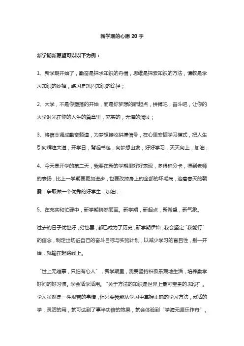 新学期的心愿20字