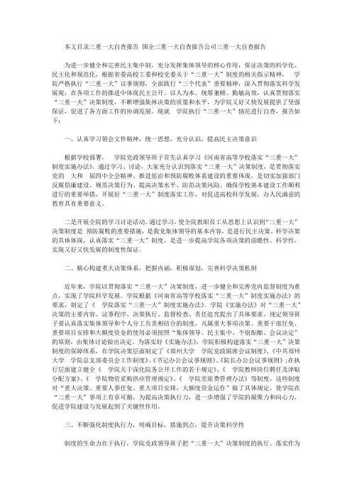 三重一大自查报告范文3篇【精选】