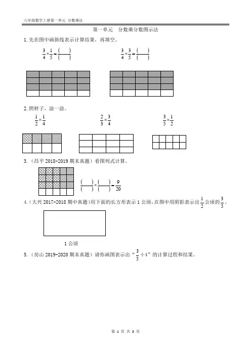 (六上)第一单元：分数乘分数图示法