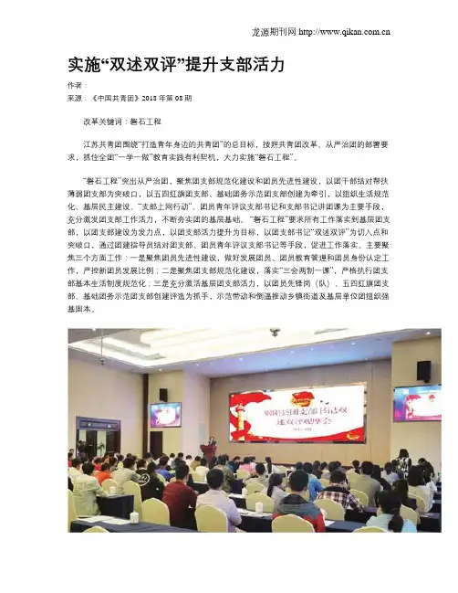 实施“双述双评”提升支部活力