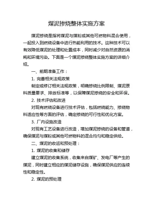煤泥掺烧整体实施方案