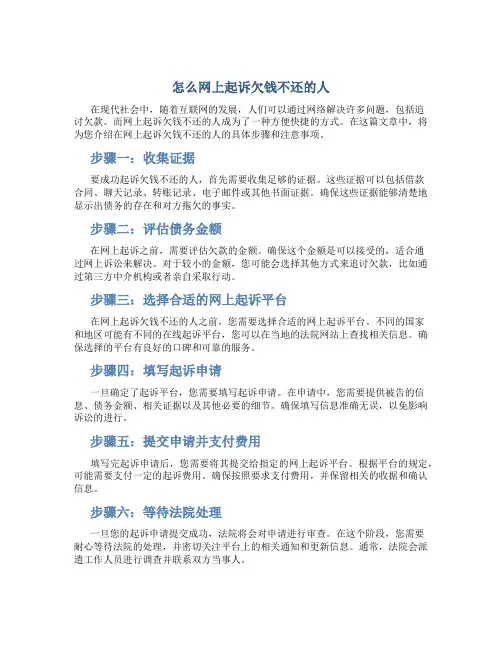 怎么网上起诉欠钱不还的人