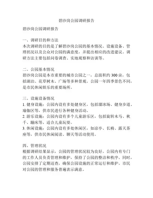 碧沙岗公园调研报告
