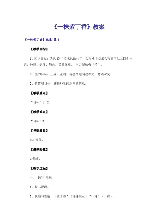《一株紫丁香》教案