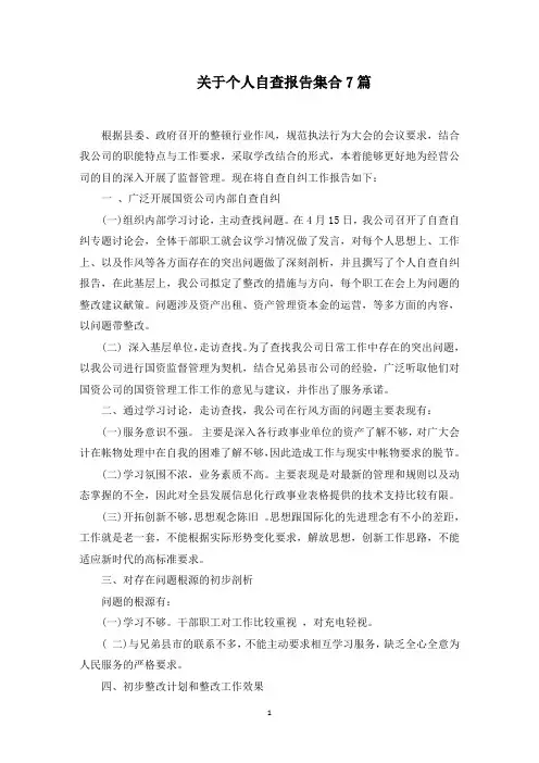 关于个人自查报告集合7篇范文精选