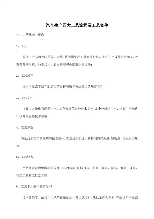 汽车生产四大工艺流程及工艺文件