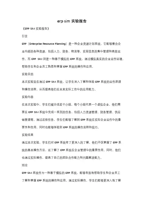 erp sim 实验报告