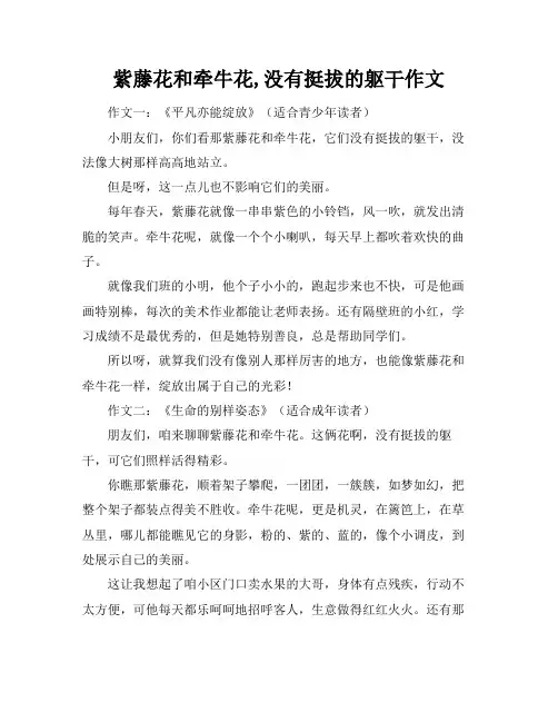 紫藤花和牵牛花,没有挺拔的躯干作文