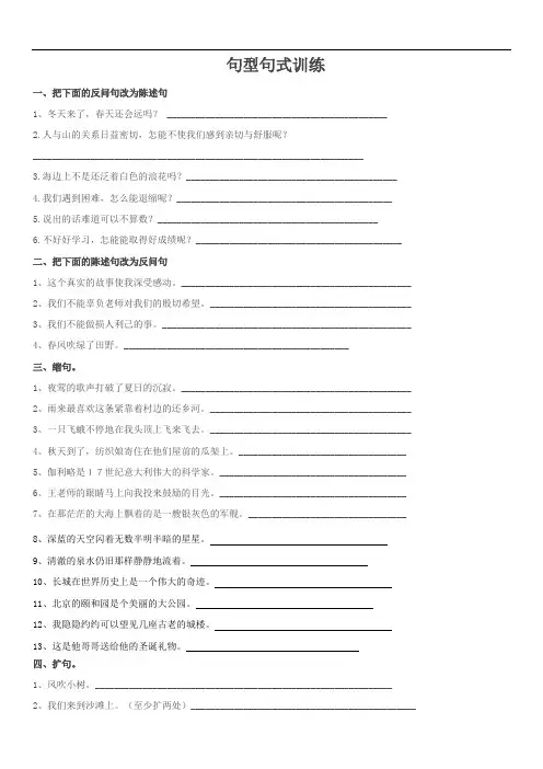 五年级上册语文专项练习-句型句式训练 人教新课标