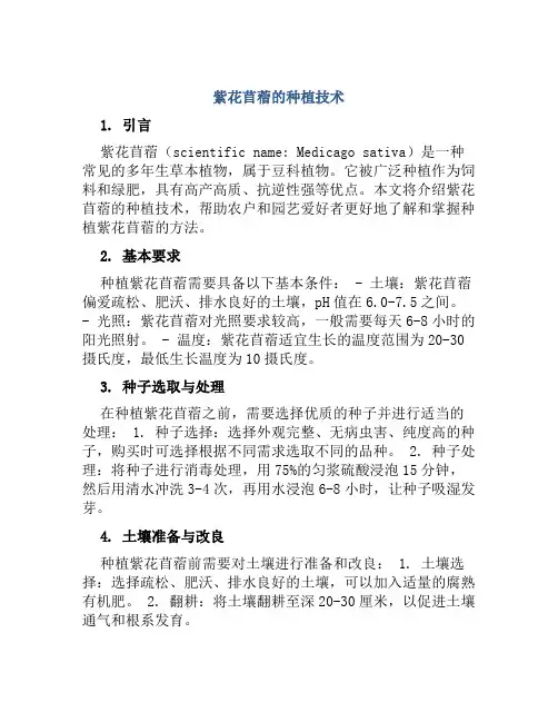 紫花苜蓿的种植技术