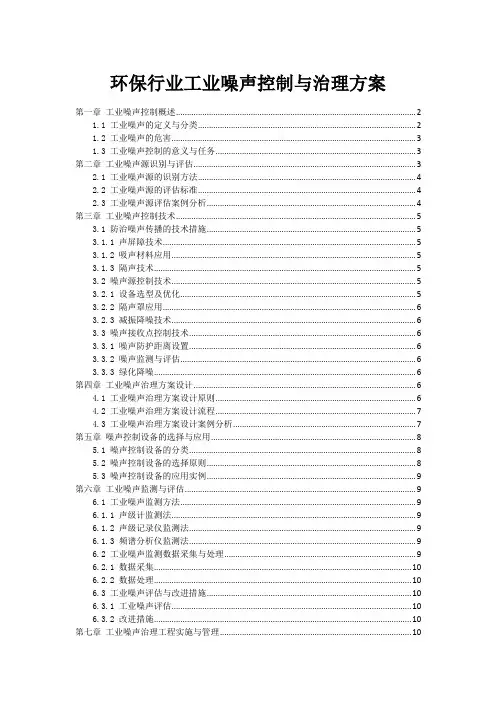 环保行业工业噪声控制与治理方案