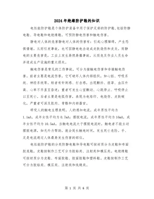 2024年绝缘防护鞋的知识(2篇)