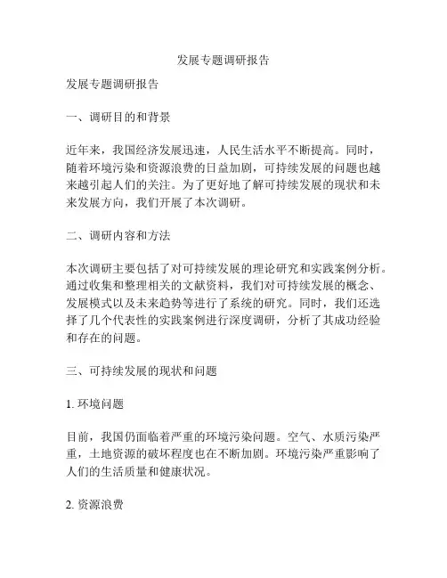 发展专题调研报告