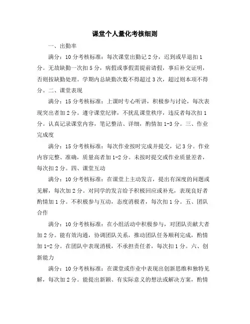课堂个人量化考核细则