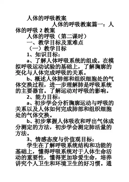 人体的呼吸教案