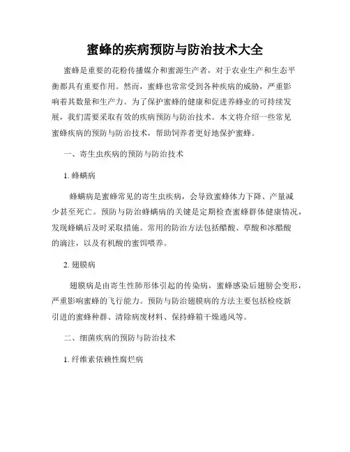 蜜蜂的疾病预防与防治技术大全
