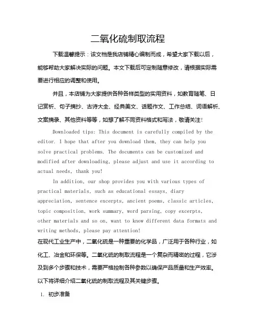 二氧化硫制取流程