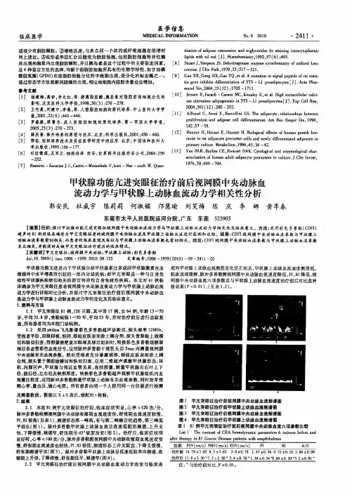 甲状腺功能亢进突眼征治疗前后视网膜中央动脉血流动力学与甲状腺上动脉血流动力学相关性分析