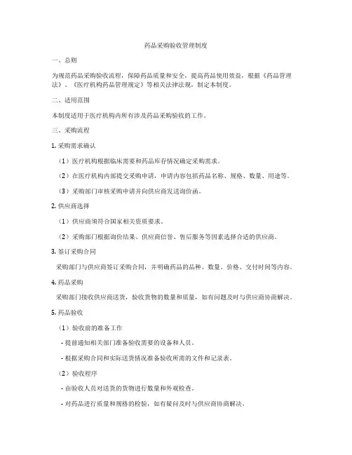 药品采购验收管理制度