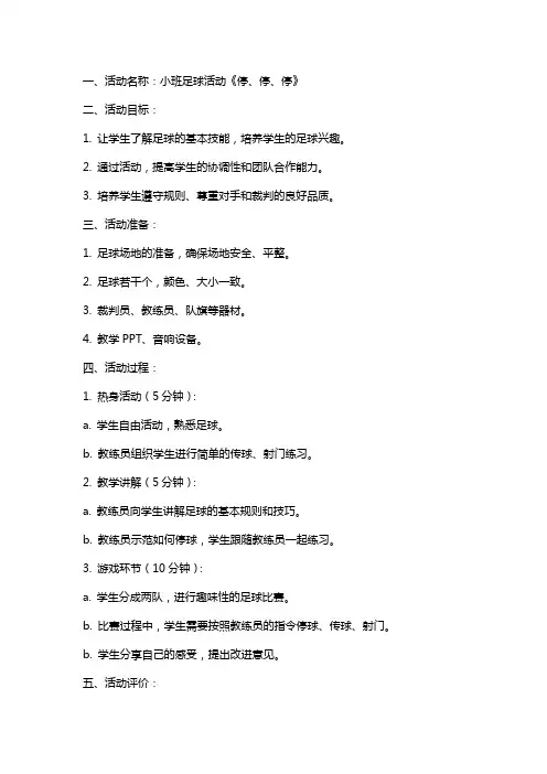 小班足球活动《停、停、停》教案