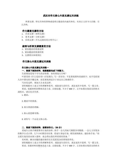 武汉市作文核心片段支撑过关训练