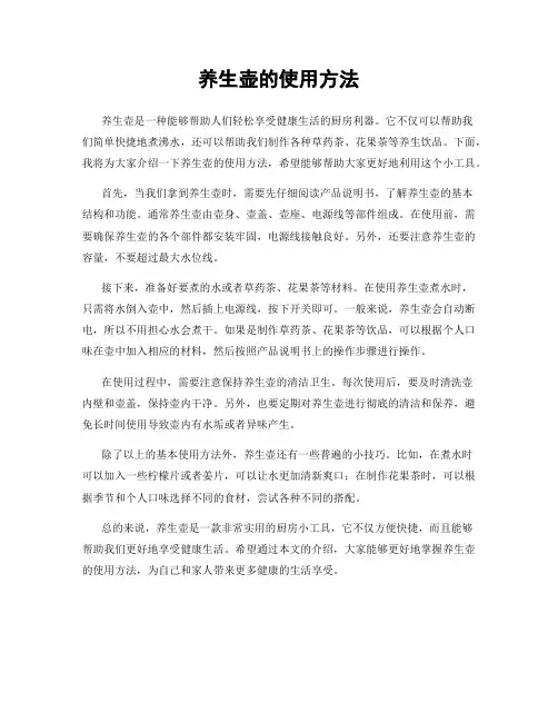 养生壶的使用方法