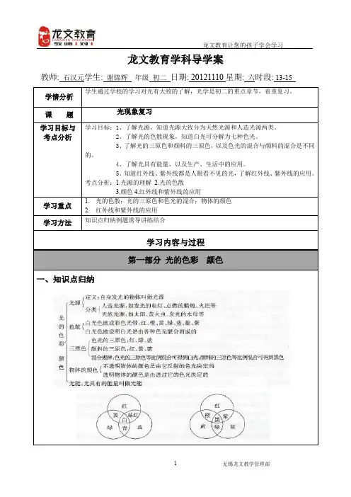光现象复习导学案