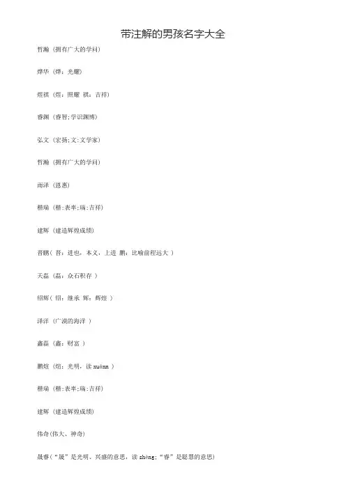 带注解的男孩名字大全