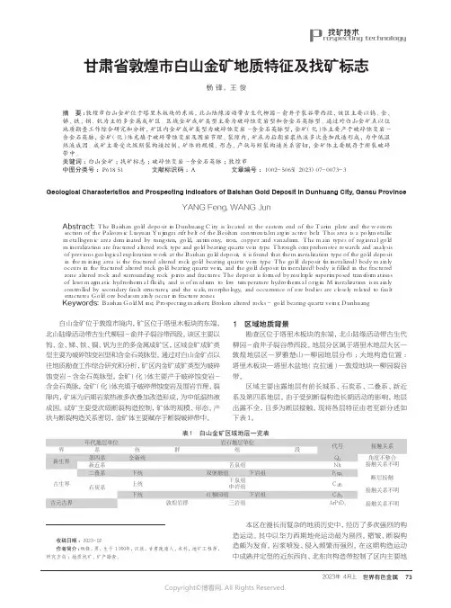 219528738_甘肃省敦煌市白山金矿地质特征及找矿标志