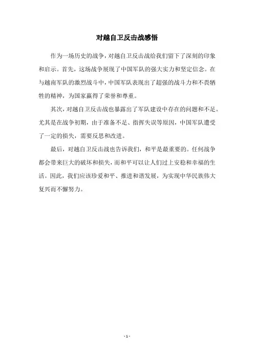 对越自卫反击战感悟
