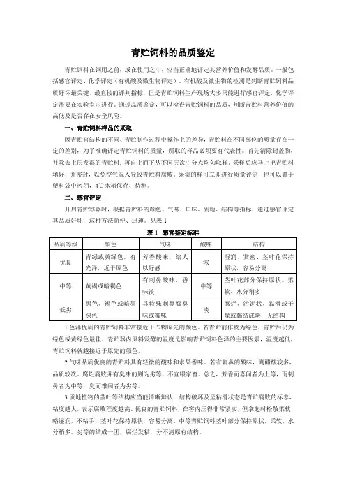 青贮饲料的品质鉴定