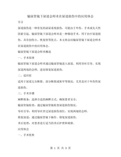 输尿管镜下尿道会师术在尿道损伤中的应用体会