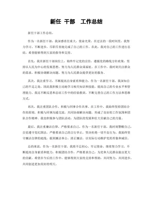 新任 干部  工作总结