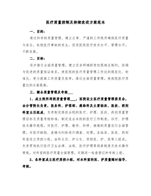 医疗质量控制及持续改进方案范本(二篇)