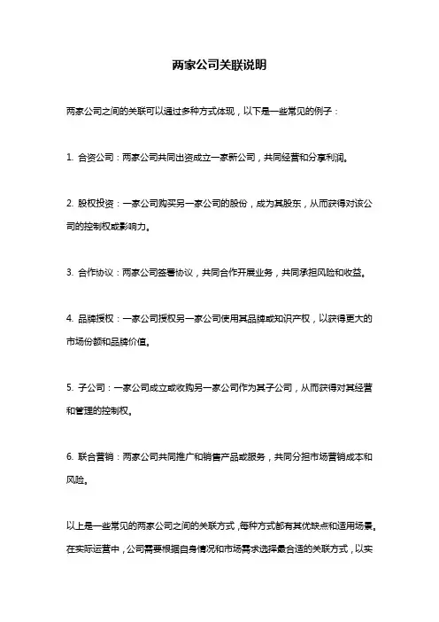 两家公司关联说明