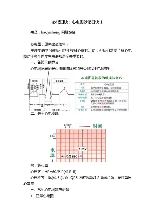 妙记口诀：心电图妙记口诀1