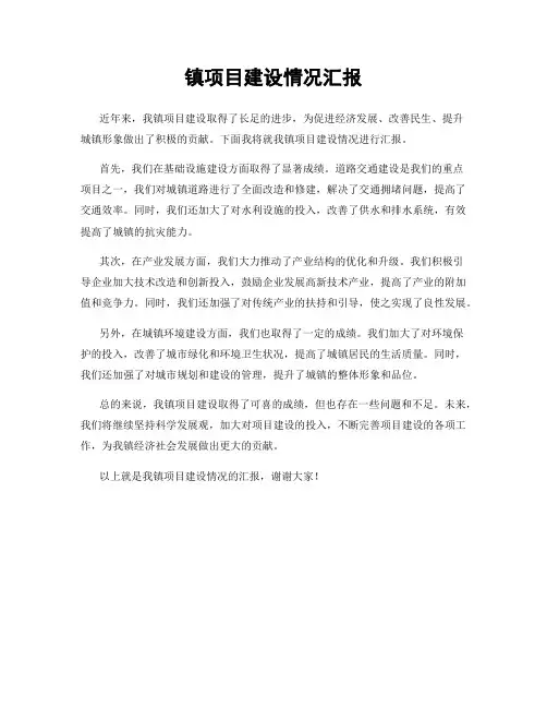 镇项目建设情况汇报