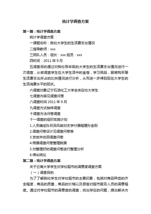 统计学调查方案
