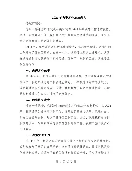 2024年民警工作总结范文