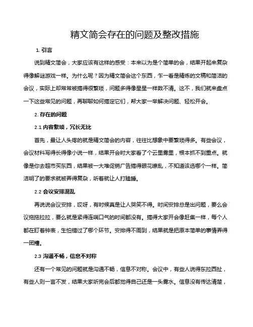 精文简会存在的问题及整改措施