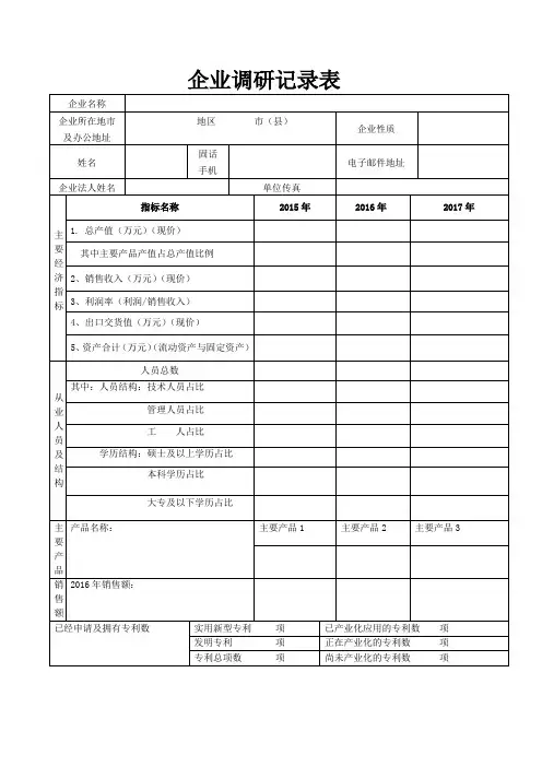 企业调研记录表