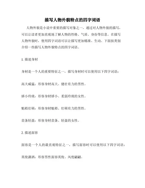 描写人物外貌特点的四字词语