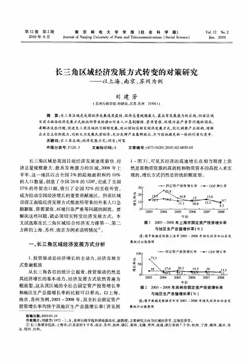 长三角区域经济发展方式转变的对策研究——以上海、南京、苏州为例