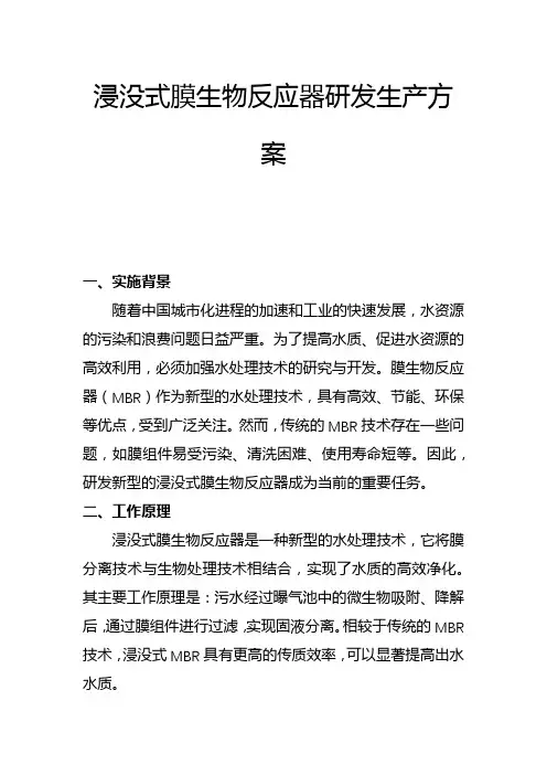 浸没式膜生物反应器研发生产方案(一)