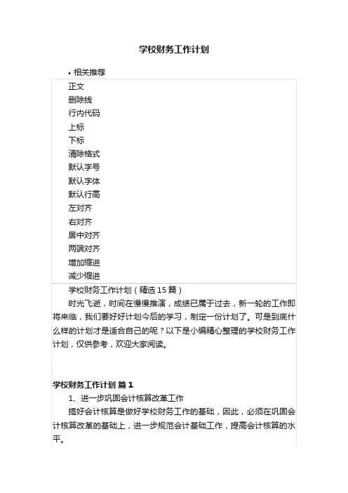 学校财务工作计划