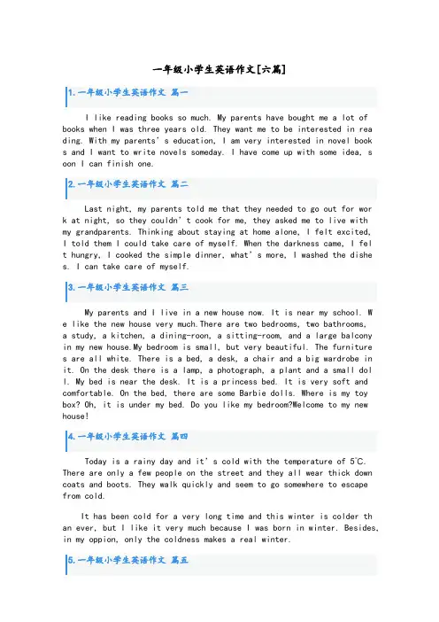 一年级小学生英语作文[六篇]