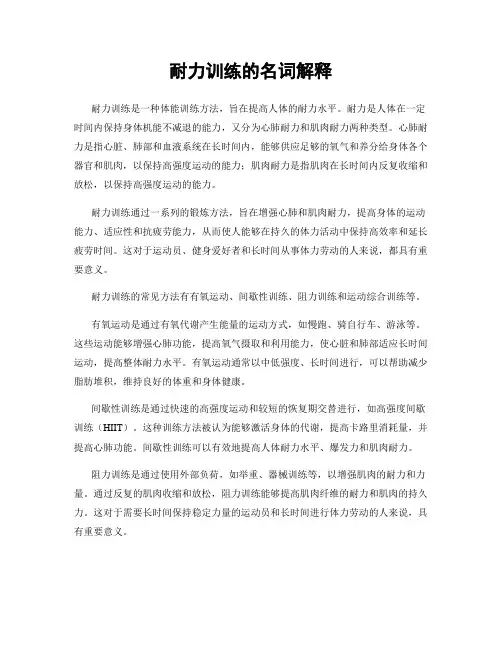 耐力训练的名词解释