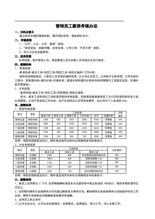 营销员工薪资考核办法