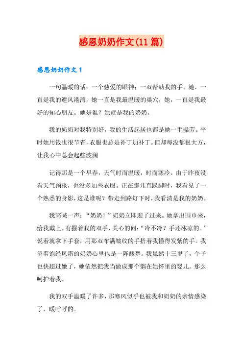感恩奶奶作文(11篇)