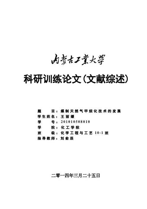 合成气甲烷化文献综述